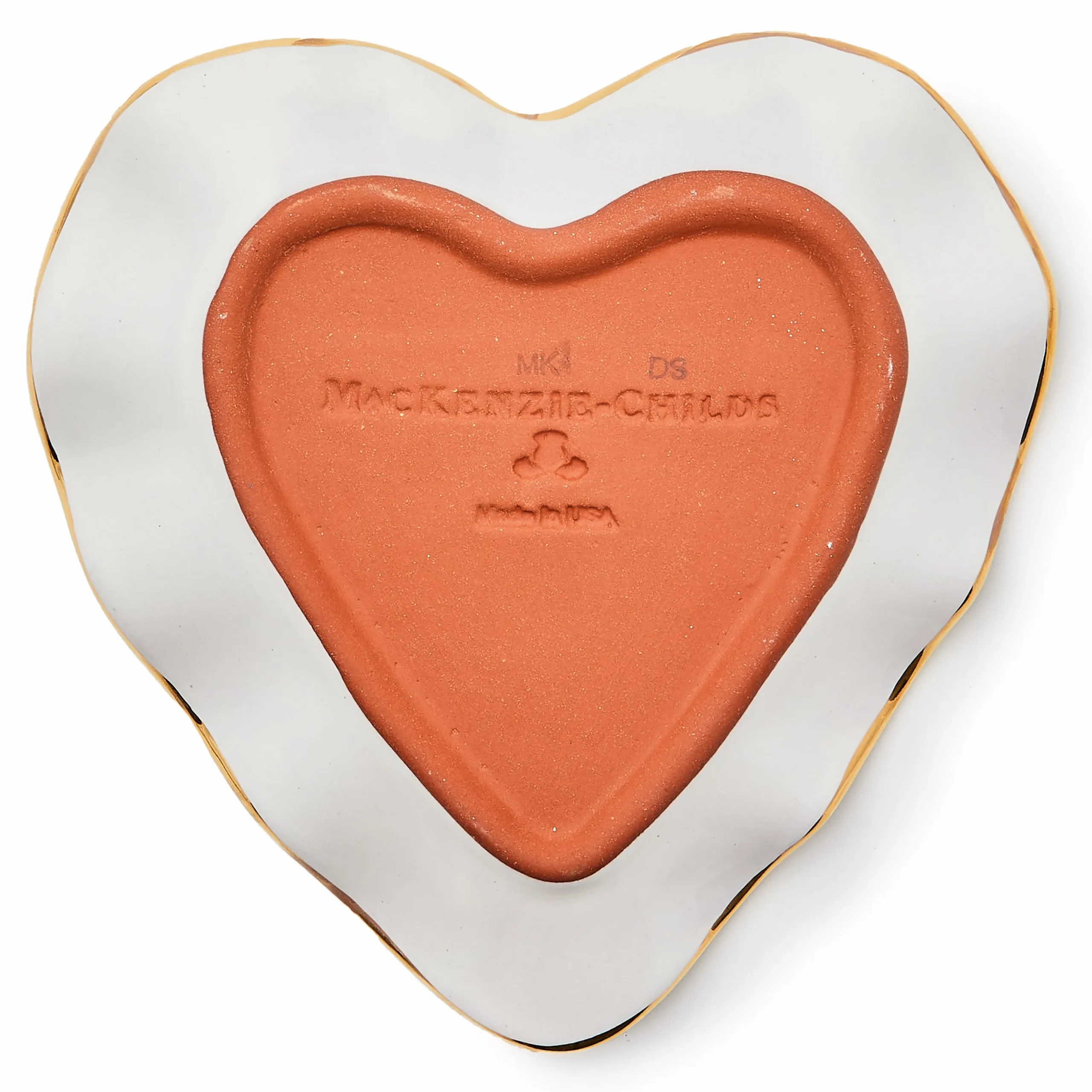 Ginger Check Fluted Heart Plate