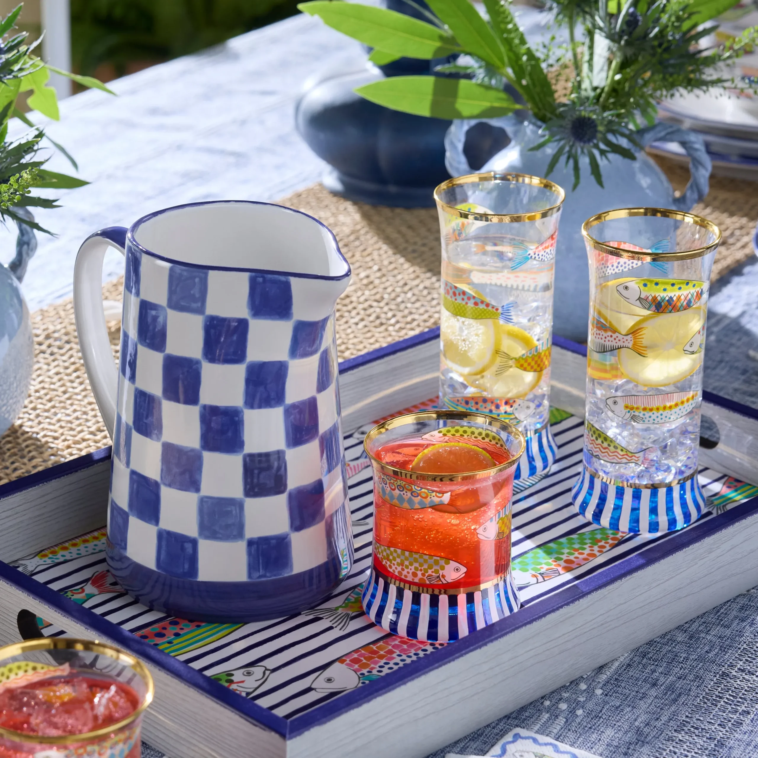 Go Fish Highball Glass, Set of 2