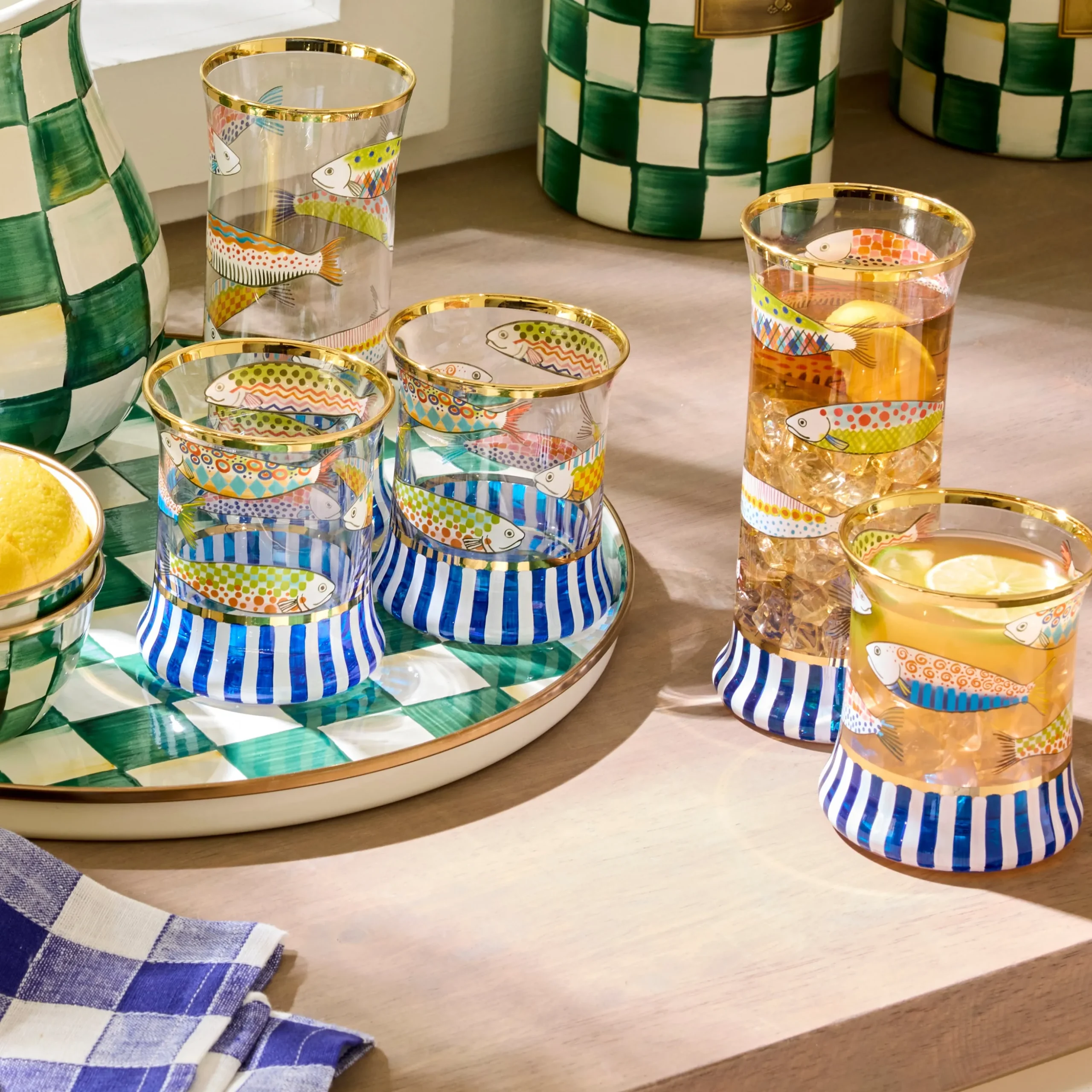 Go Fish Tumbler Glass, Set of 2