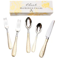 Gold Check Flatware 5-Piece Place Setting