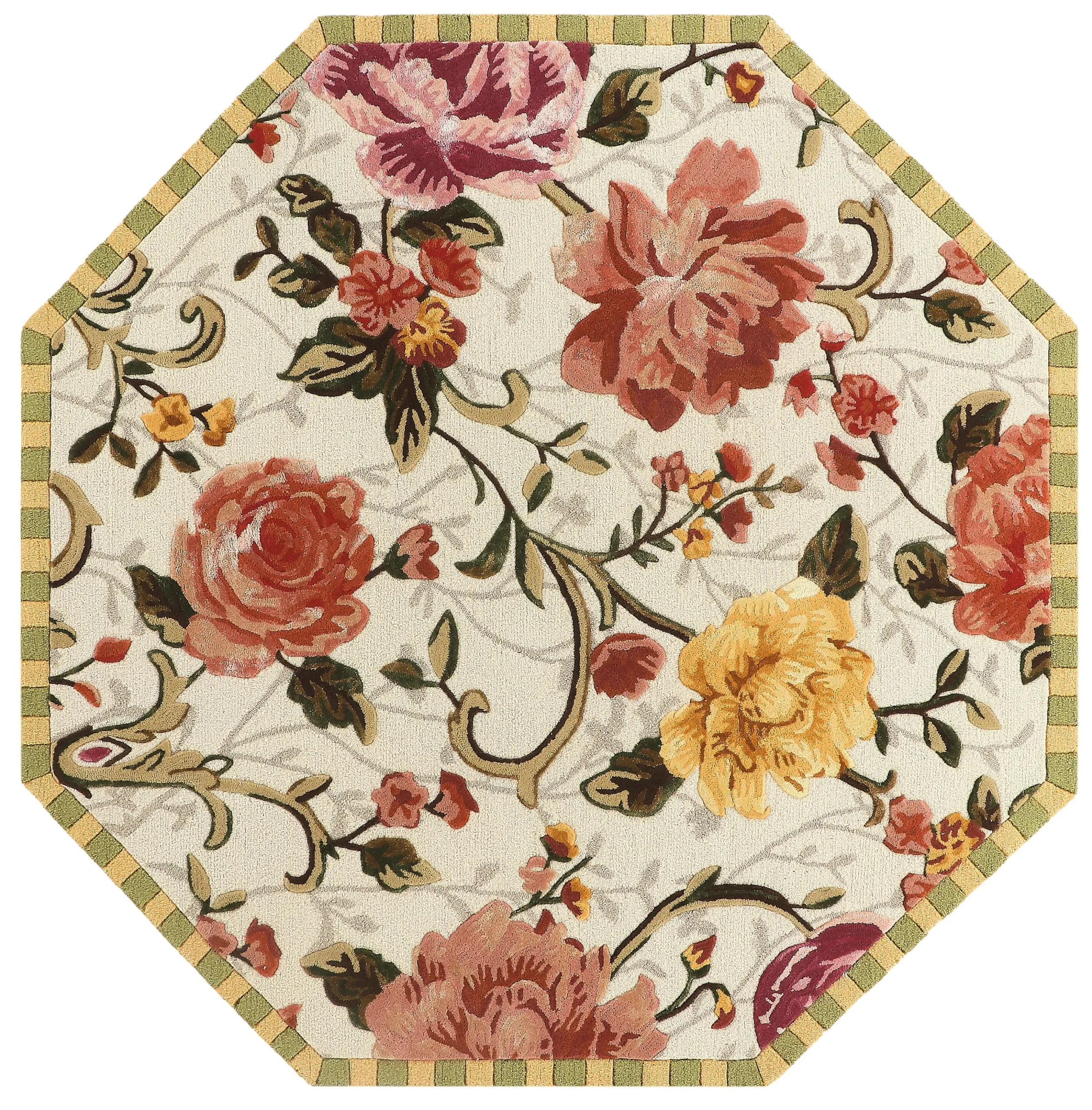 Golden Peonies 6' Octagon Rug