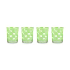 Green Check Acrylic Tumblers, Set of 4