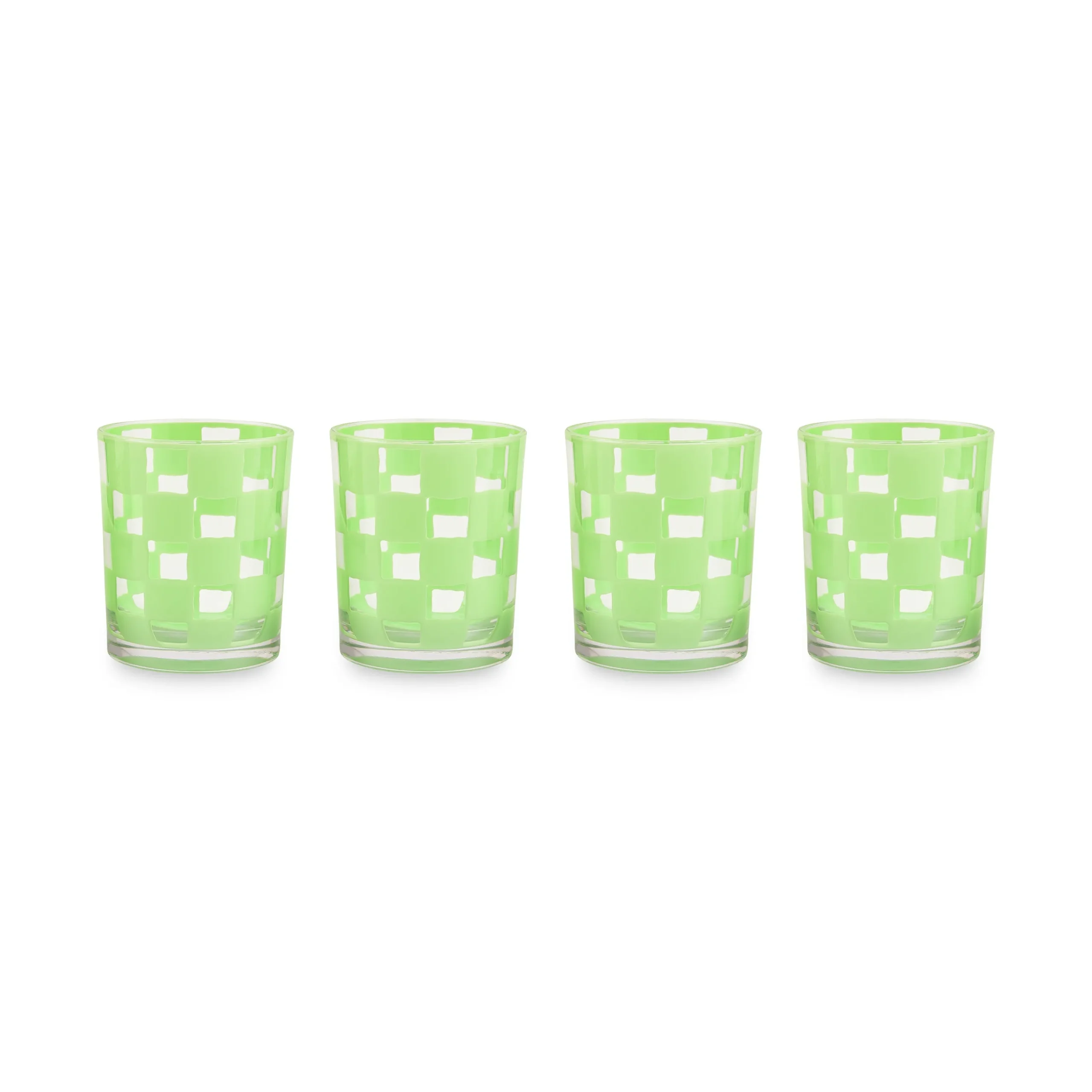 Green Check Acrylic Tumblers, Set of 4