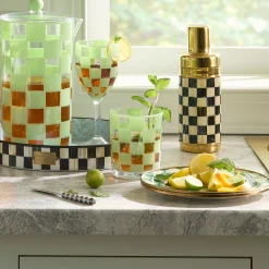 Green Check Acrylic Tumblers, Set of 4