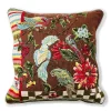Green Check Birdsong Throw Pillow