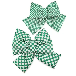 Green Check Medium Bow