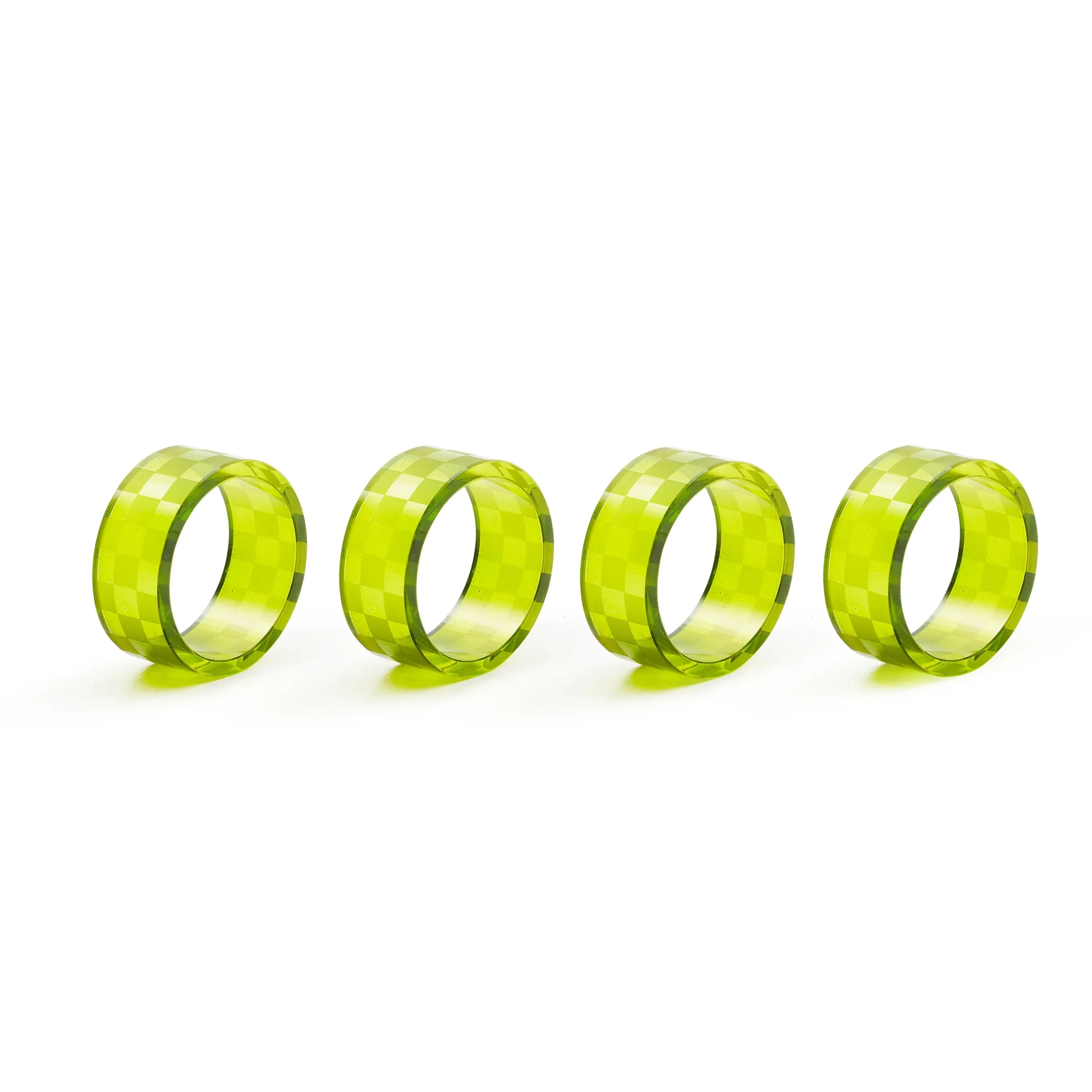 Green Check Napkin Rings, Set of 4