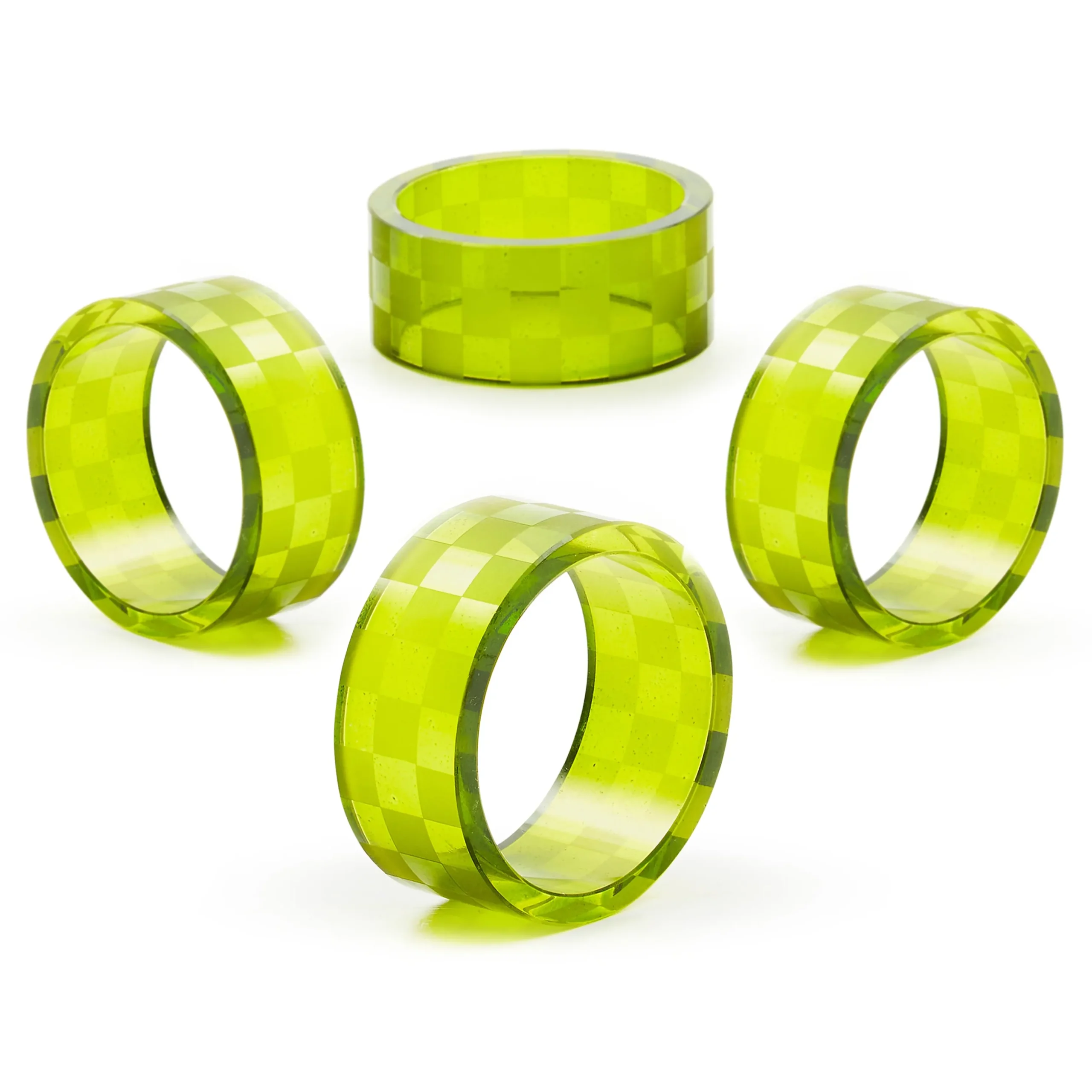 Green Check Napkin Rings, Set of 4