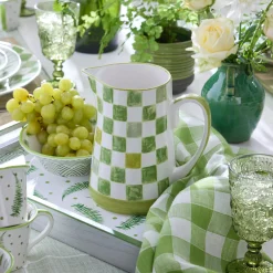 Green Check Pitcher