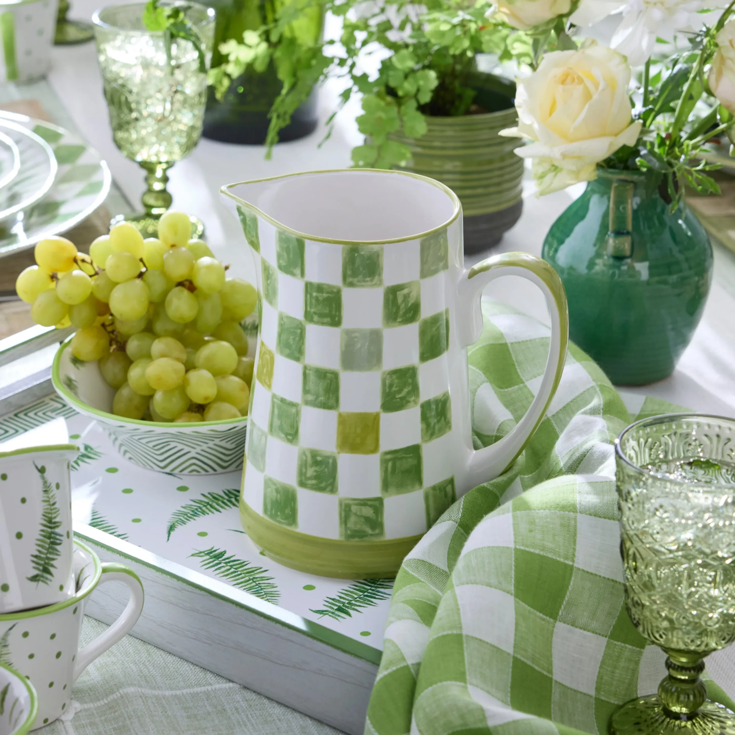 Green Check Pitcher