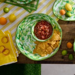 Green Marble Check Melamine Large Platter