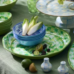Green Marble Check Melamine Large Platter