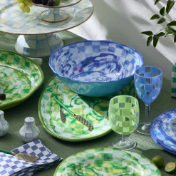 Green Marble Check Melamine Oval Platter