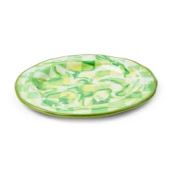 Green Marble Check Melamine Salad Plates, Set of 4