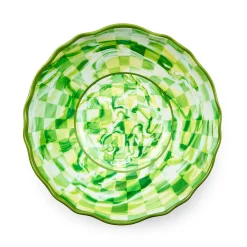 Green Marble Check Melamine Serving Bowl