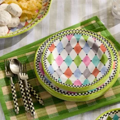Green Woven Check Straw Placemats, Set of 4