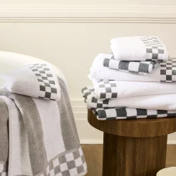 Hand Towel with Grey Check Border