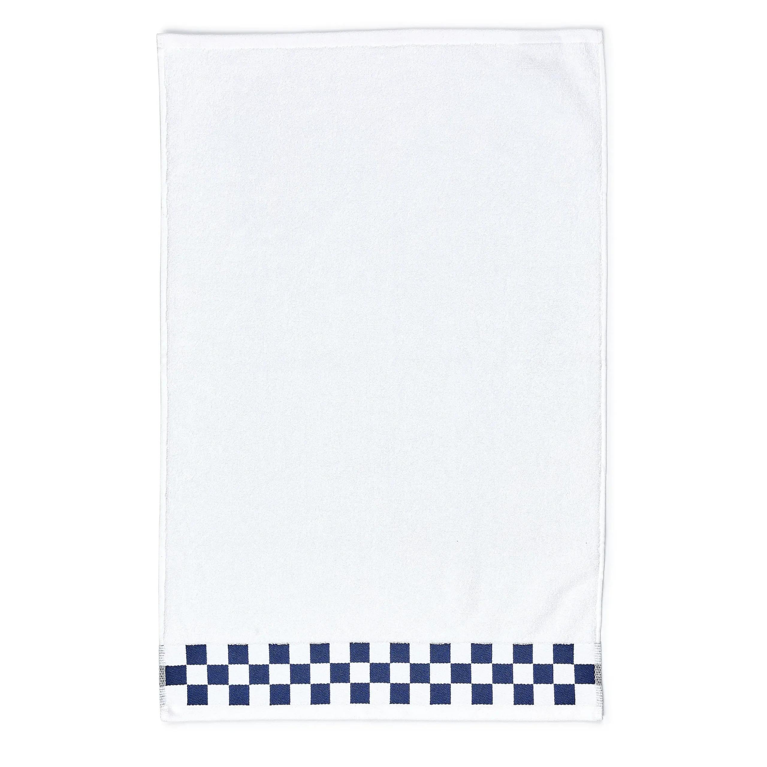 Hand Towel with Indigo Check Border