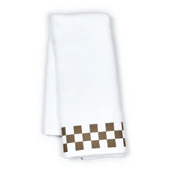 Hand Towel with Mocha Check Border
