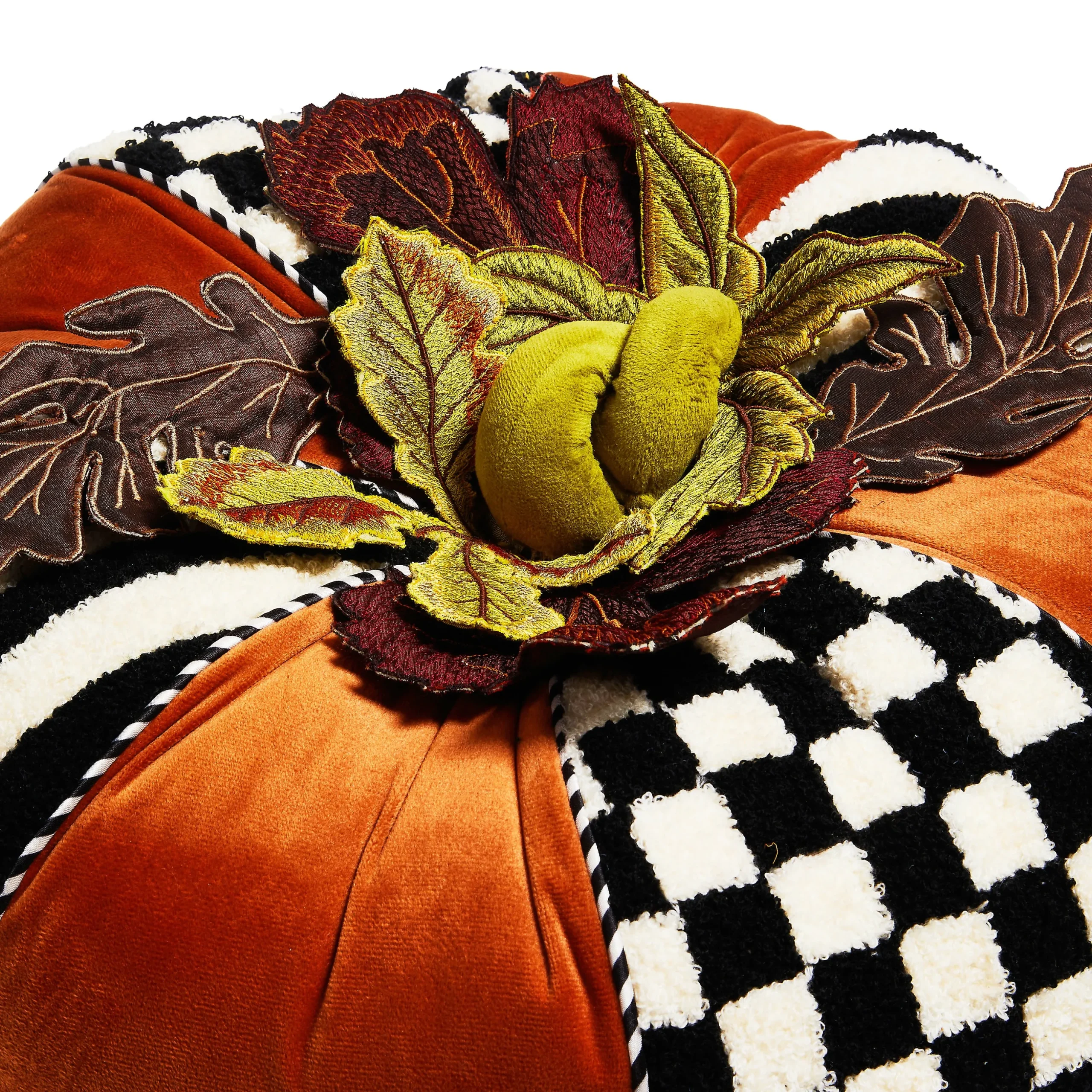 Harvest Check & Stripe Round Pillow