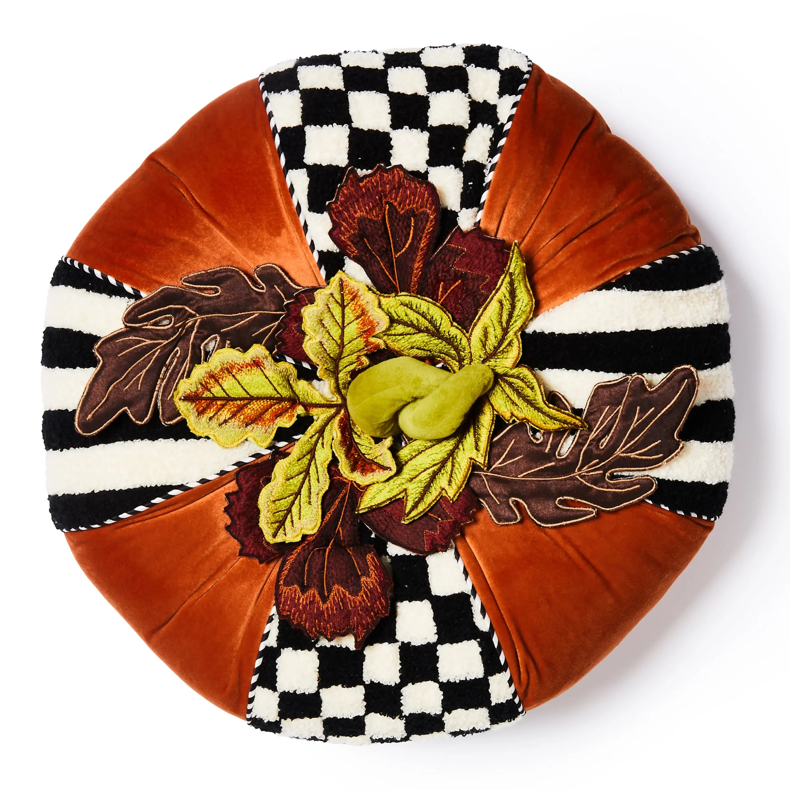 Harvest Check & Stripe Round Pillow