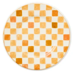 Honey Check Dinner Plate