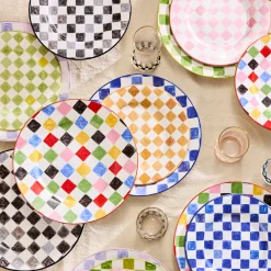 Honey Check Dinner Plate