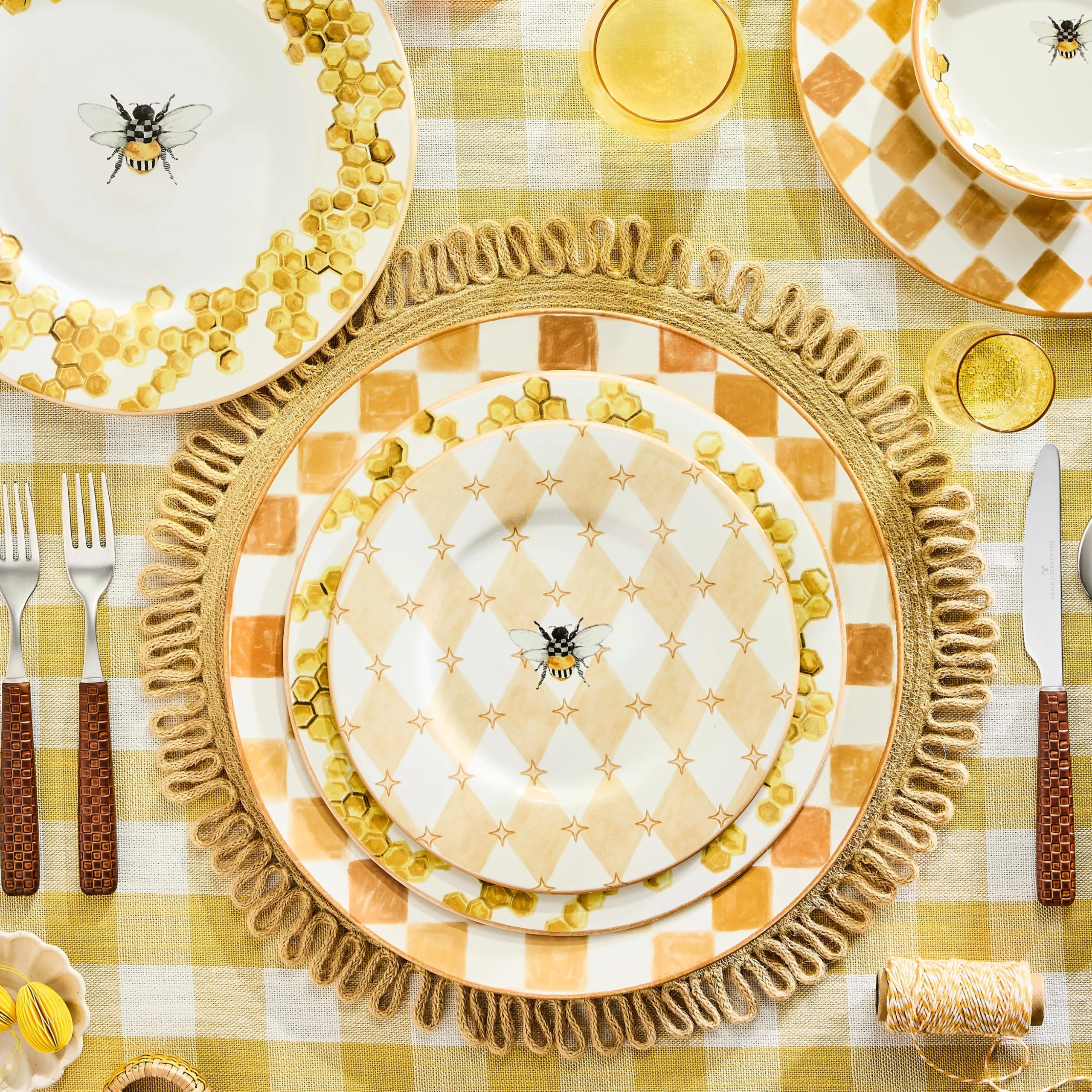 Honey Check Round Platter
