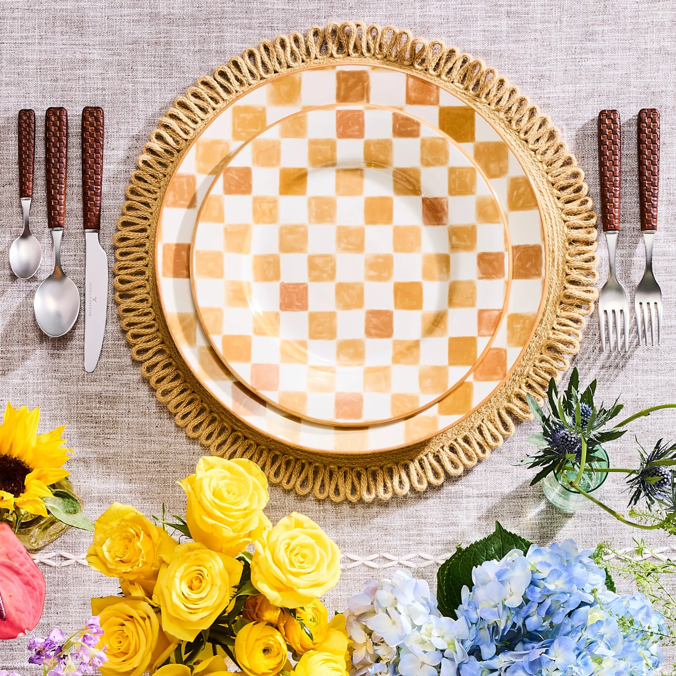 Honey Check Round Platter