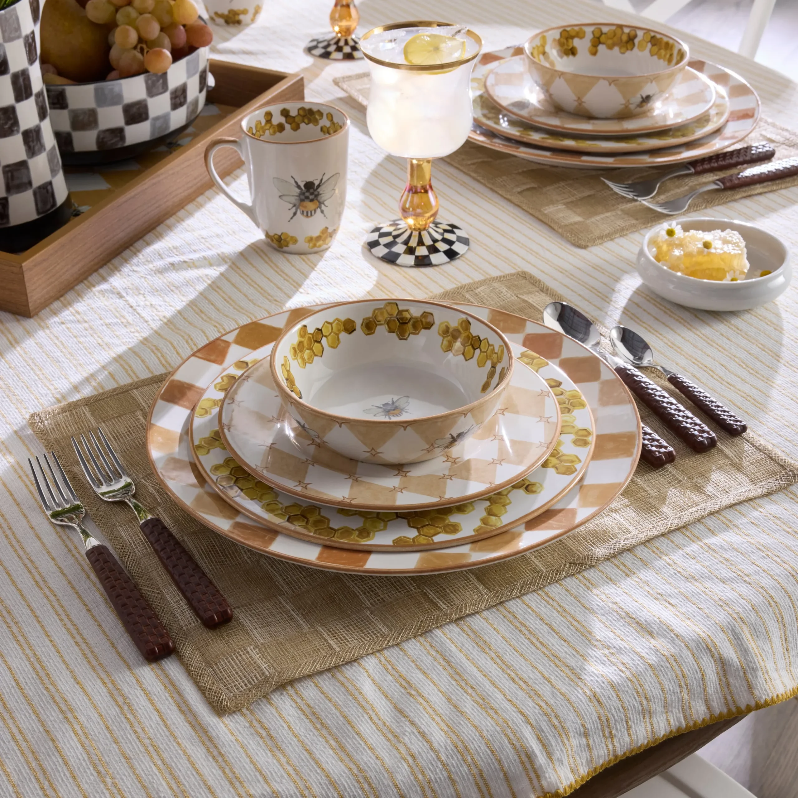 Honey Check Round Platter