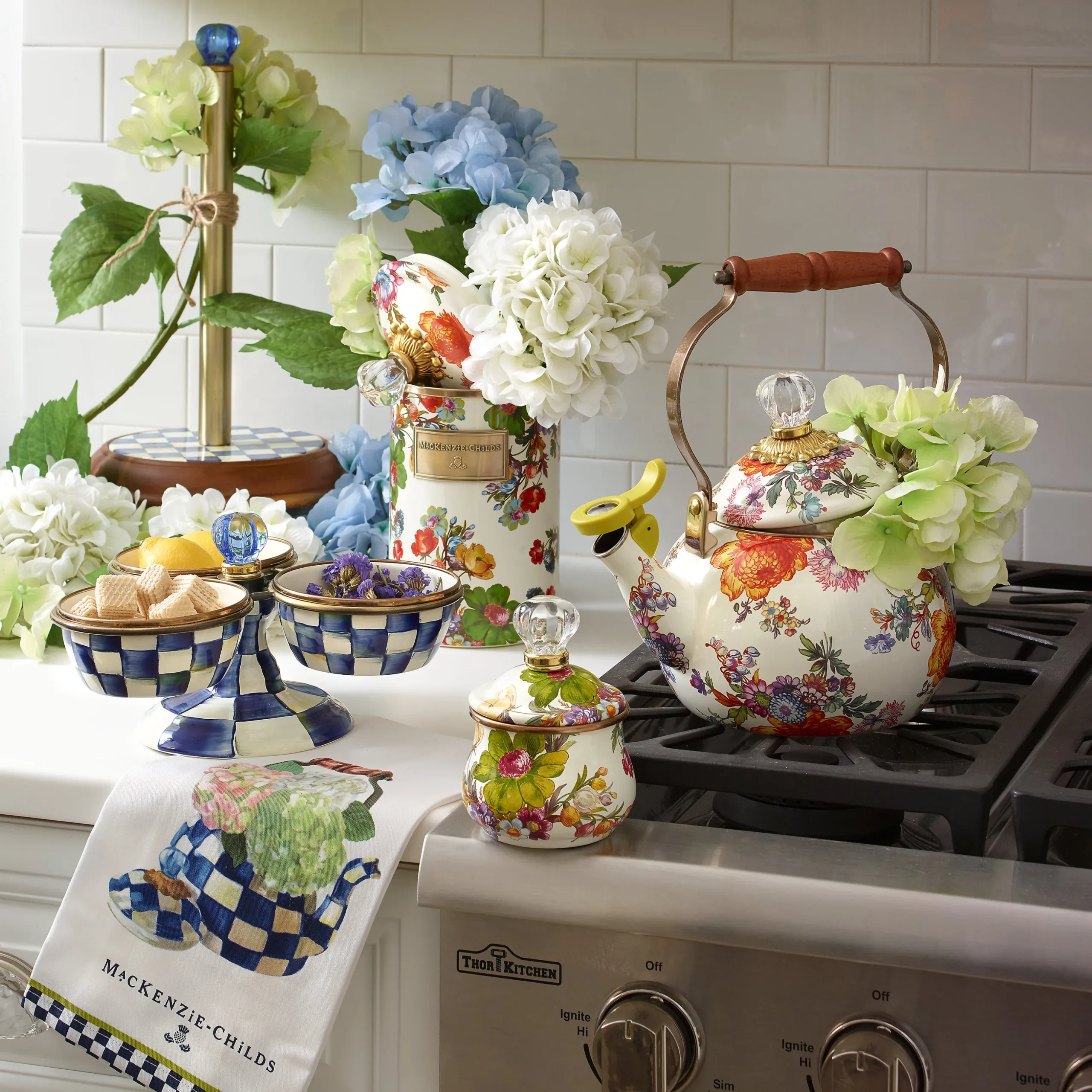 Hydrangea Tea Kettle Dish Towel