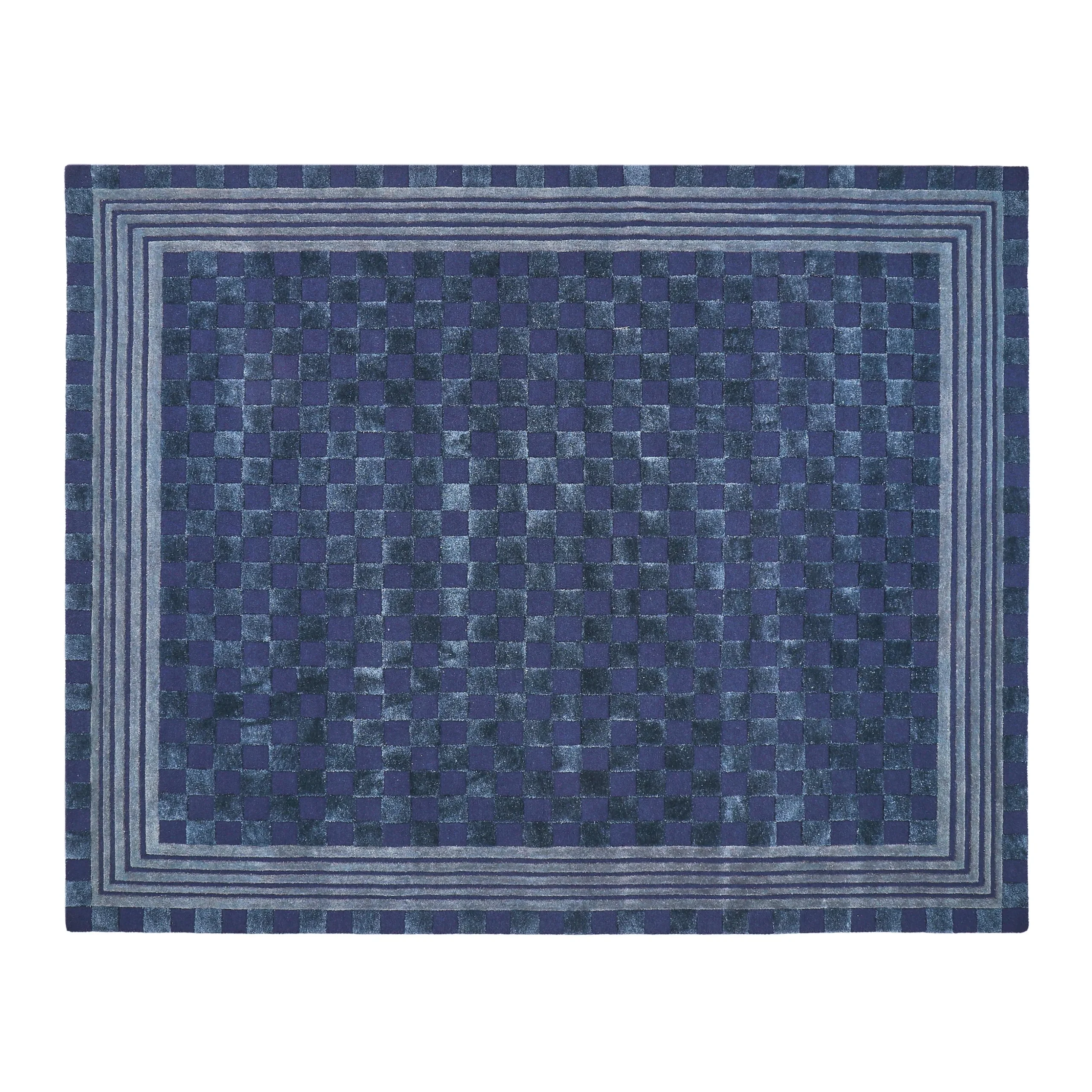 Indigo Blue Tonal Check 8' x 10' Rug