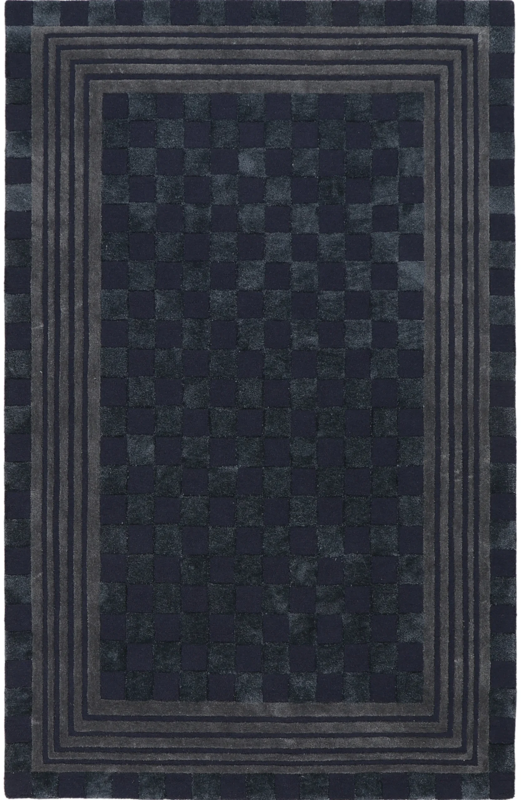 Indigo Blue Tonal Check 5' x 8' Rug