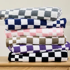 Indigo Check Bath Towel