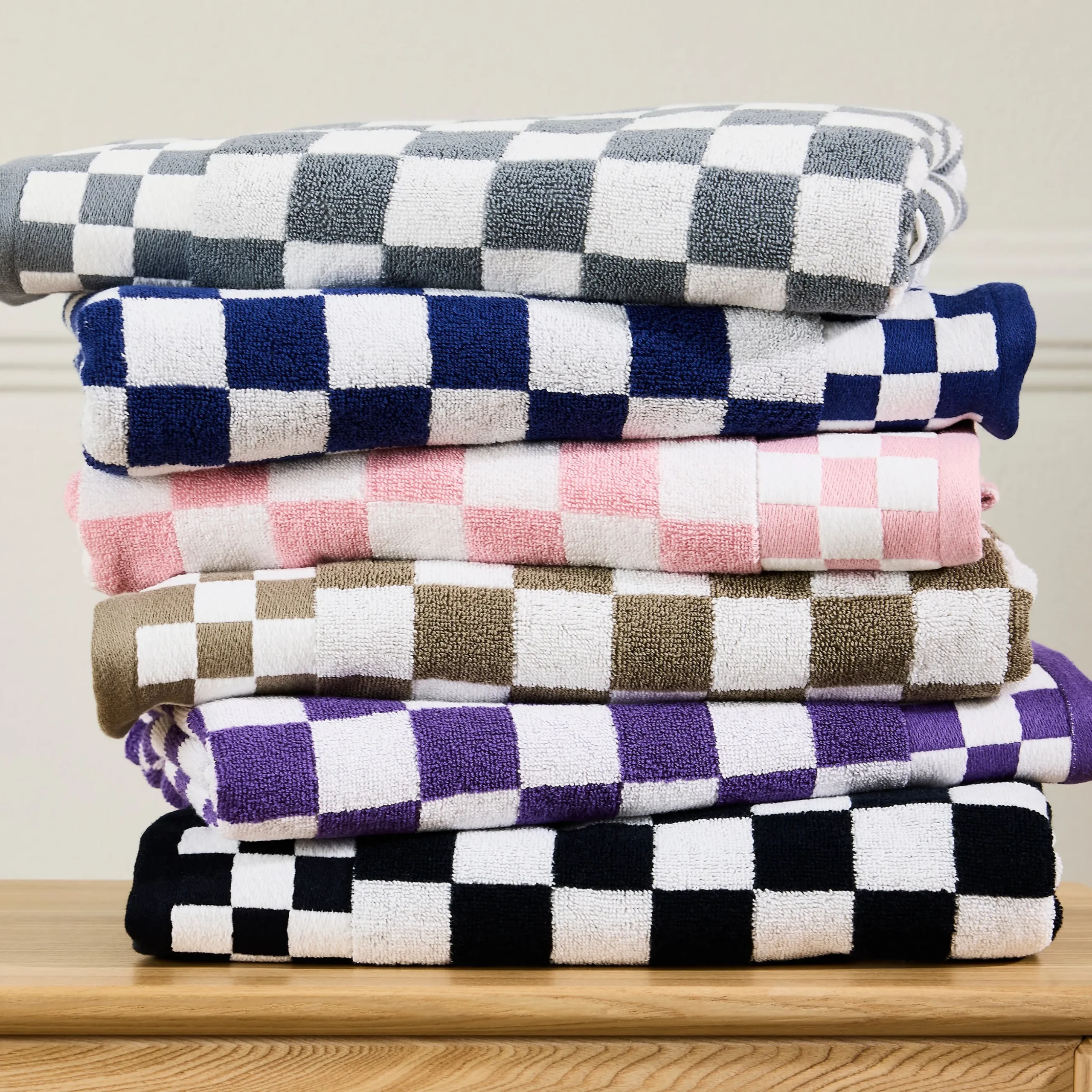Indigo Check Bath Towel