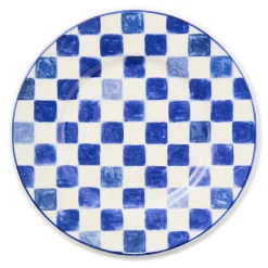 Indigo Check Dinner Plate