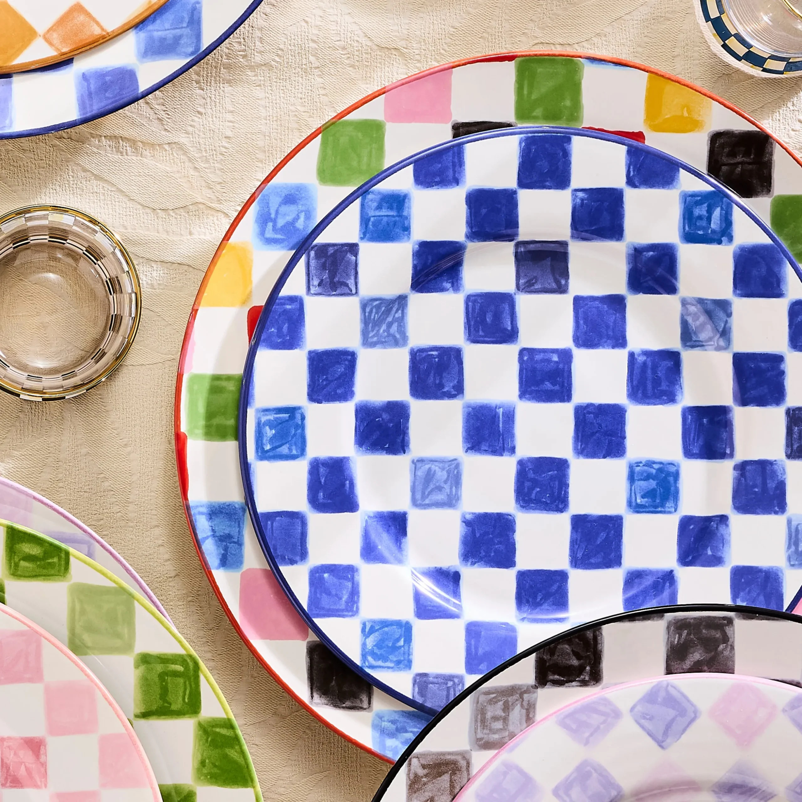 Indigo Check Dinner Plate