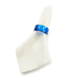 Indigo Check Napkin Rings, Set of 4