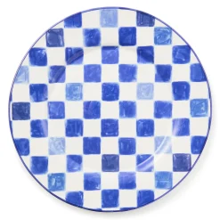 Indigo Check Round Platter