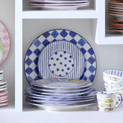 Indigo Check Round Platter