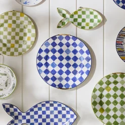 Indigo Check Round Platter