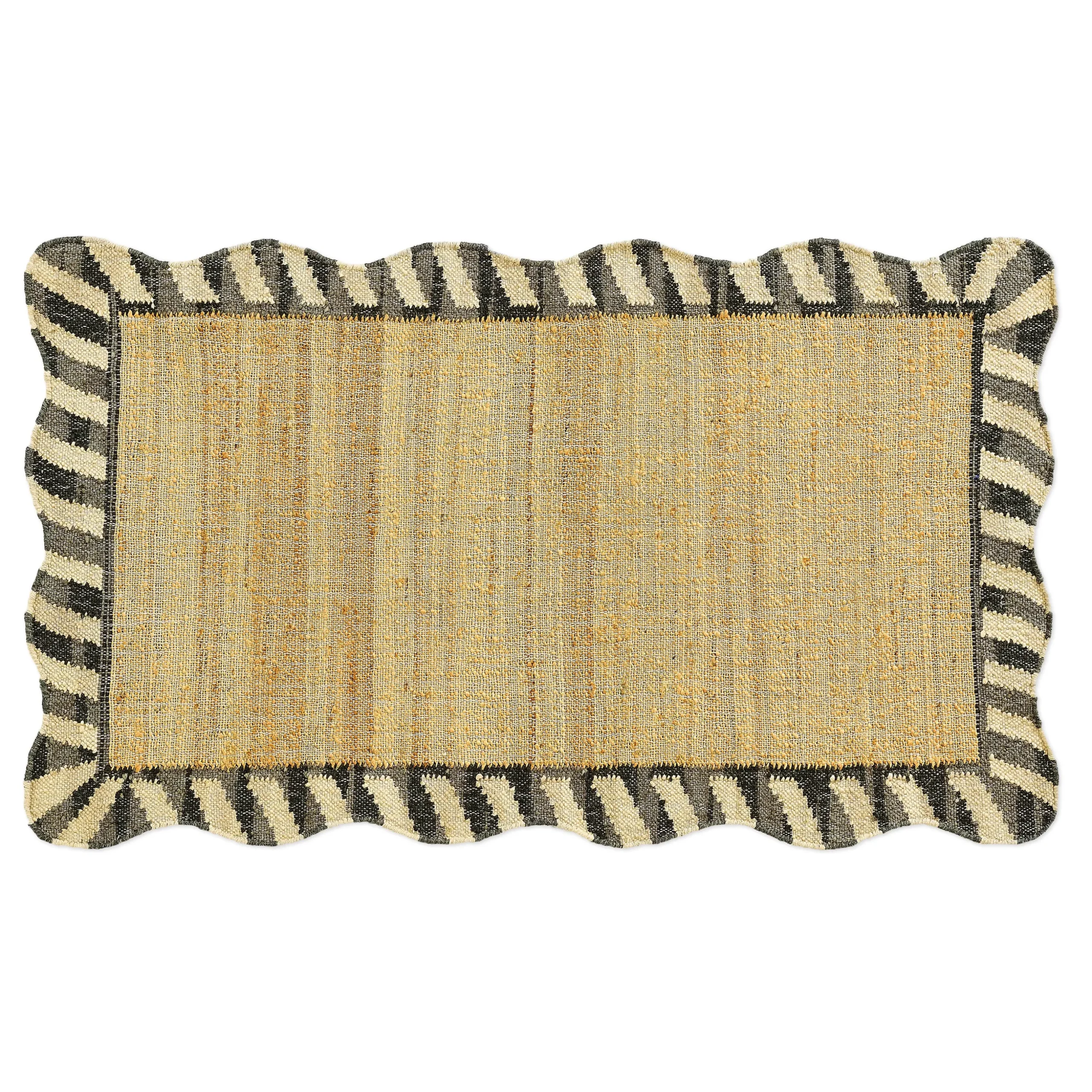 Jute Scalloped Black and White 3' x 5' Rug