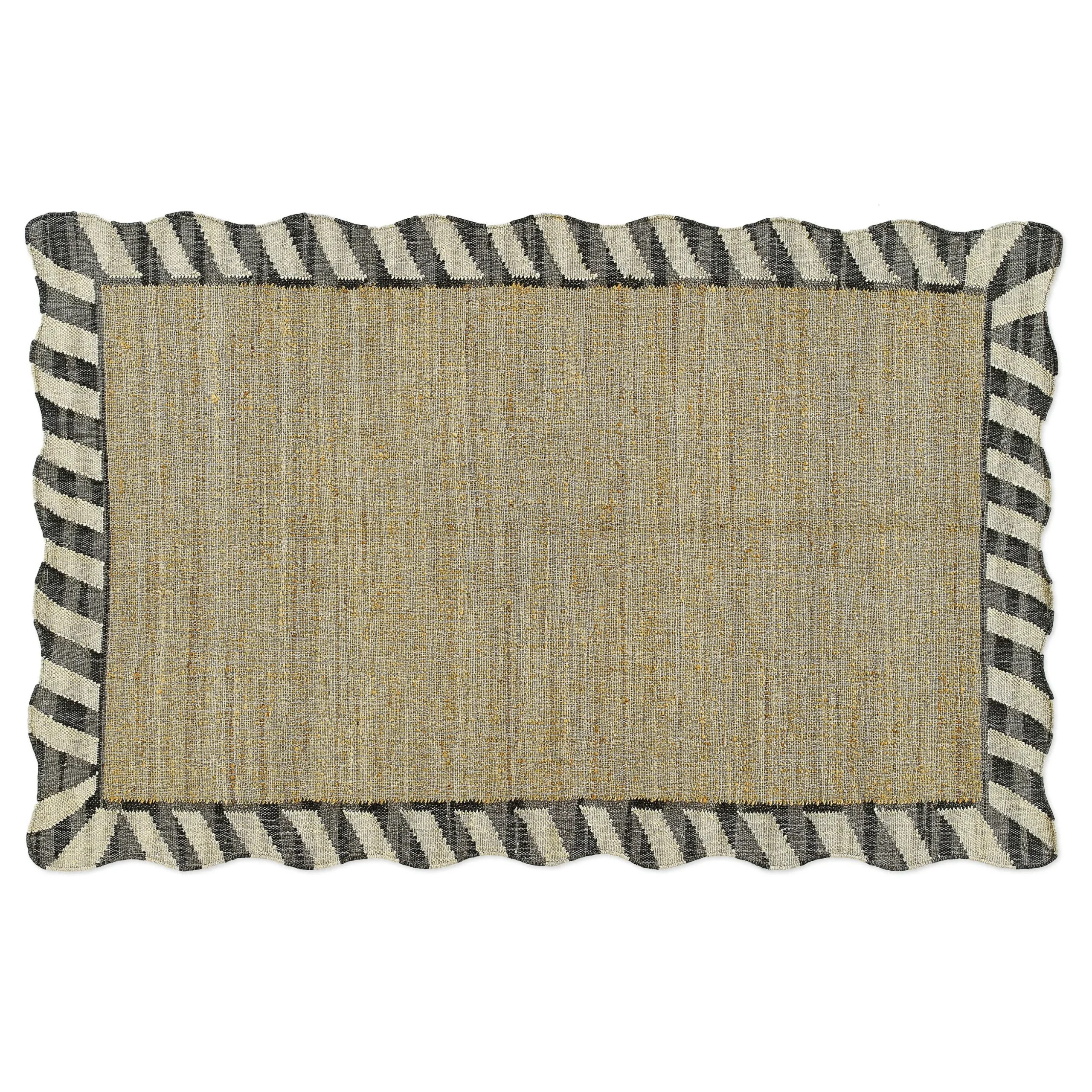 Jute Scalloped Black and White 5' x 8' Rug