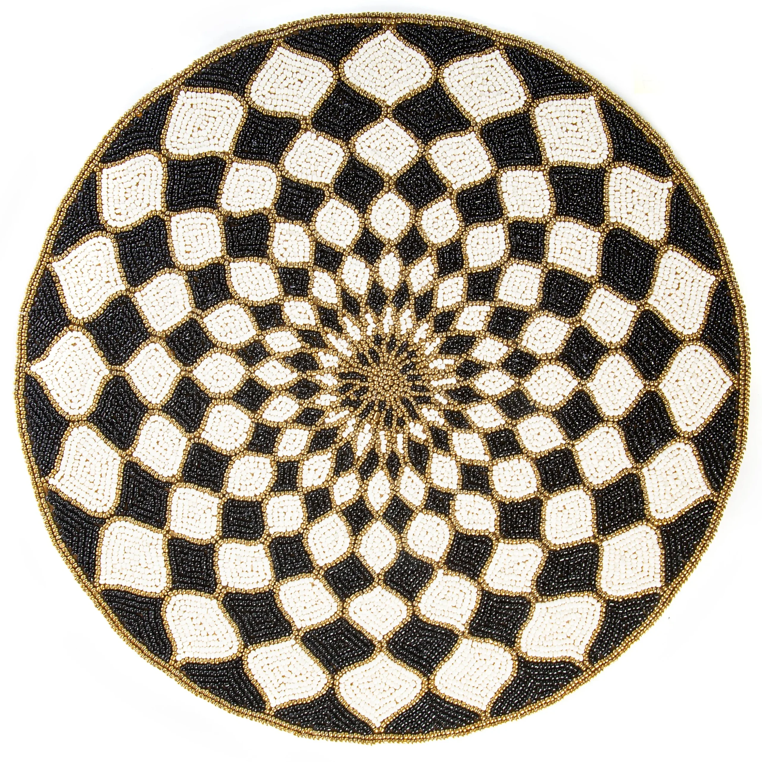 Kaleidoscope Black & Ivory Beaded Placemat