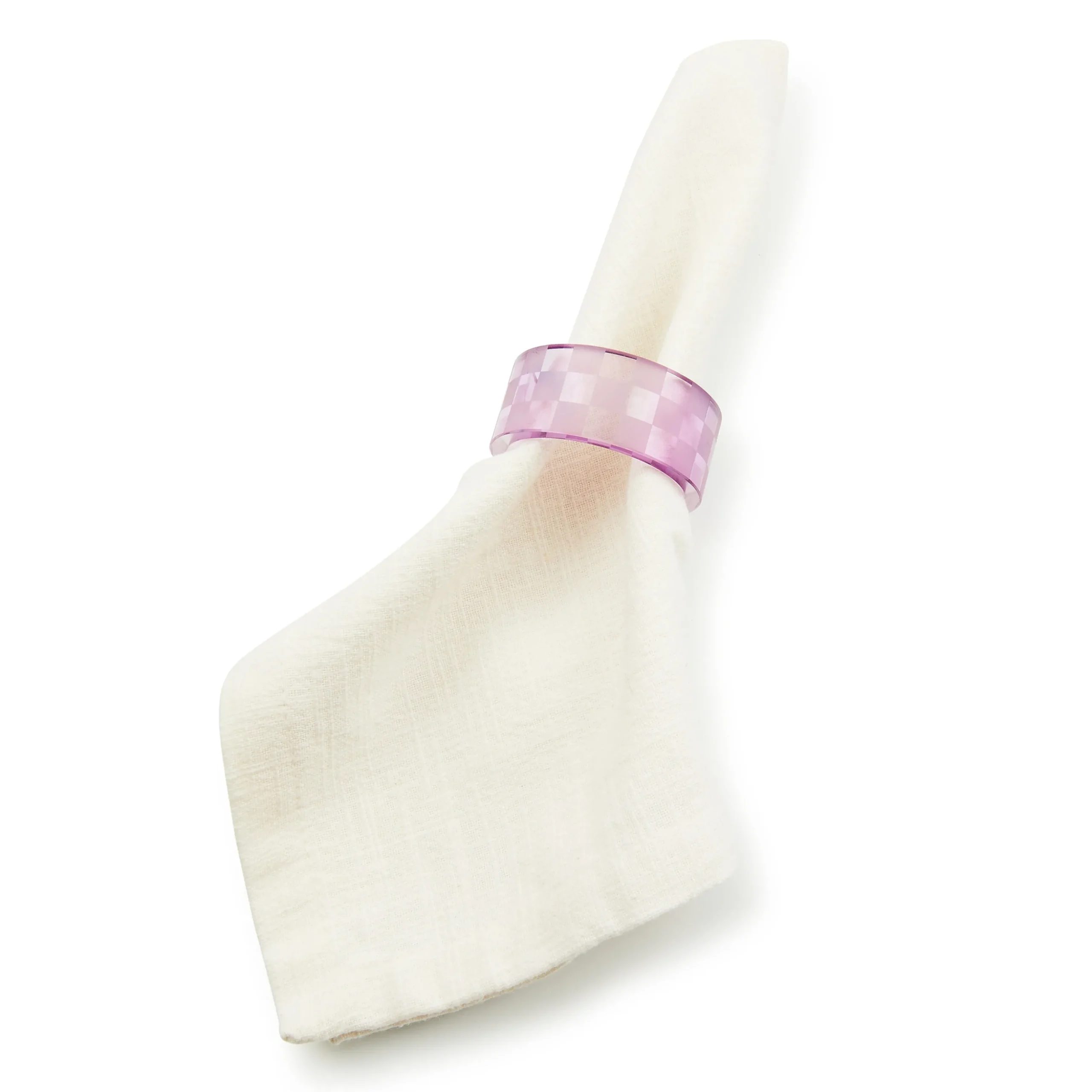 Lavender Check Napkin Rings, Set of 4