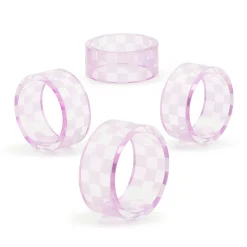 Lavender Check Napkin Rings, Set of 4