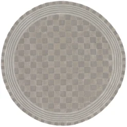Light Grey Tonal Check 6' Round Rug