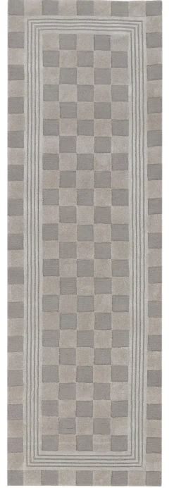 Light Grey Tonal Check 2'6" x 8' Rug