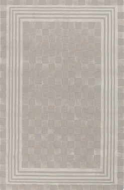 Light Grey Tonal Check 5' x 8' Rug