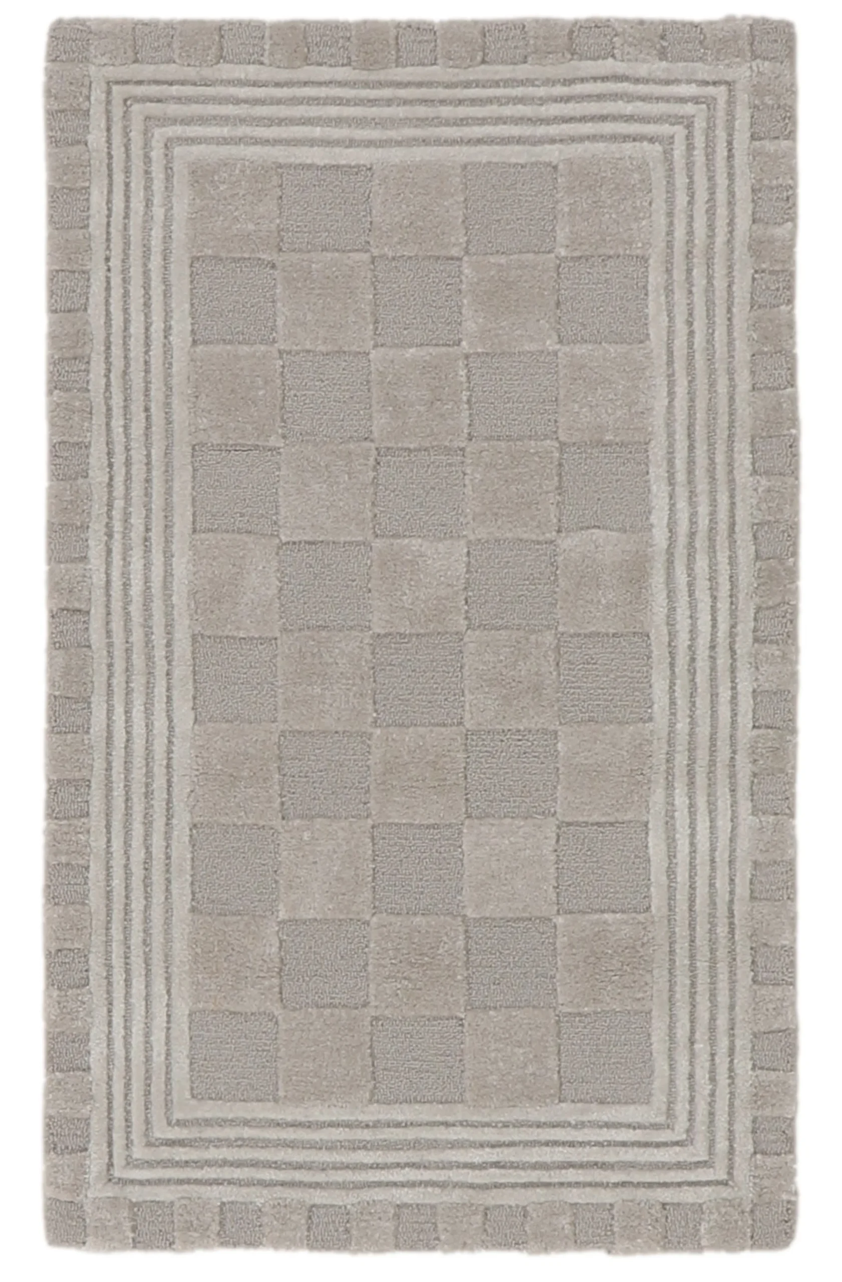 Light Grey Tonal Check 2'3" x 3'9" Rug
